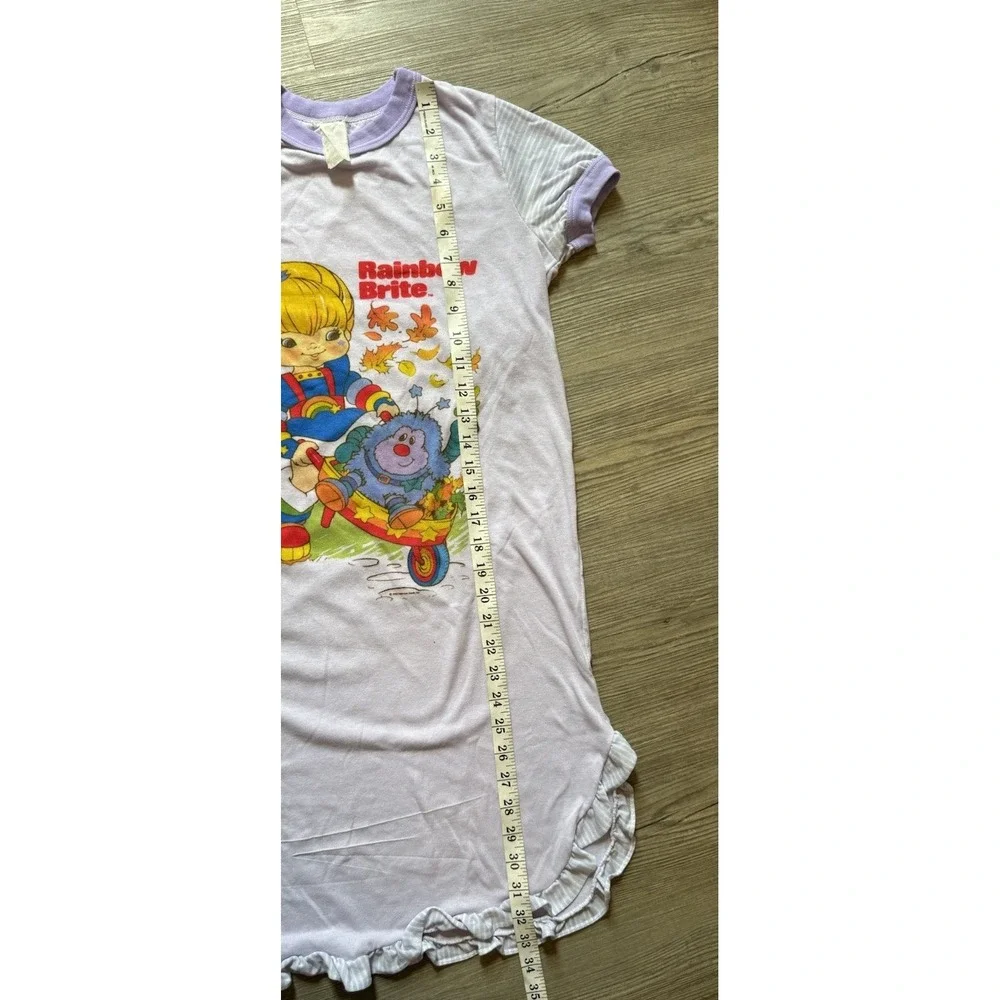 Vintage Rainbow Brite Girls Nightgown Size 14 Purple Ruffle Pajama Gown 1984